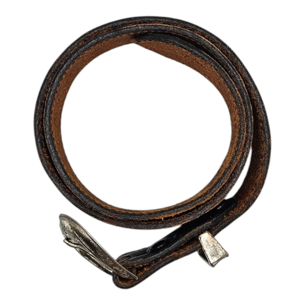 Tex Tan Leather Belt Brown Silver Buckle Size 30 Embossed Circle Size 30